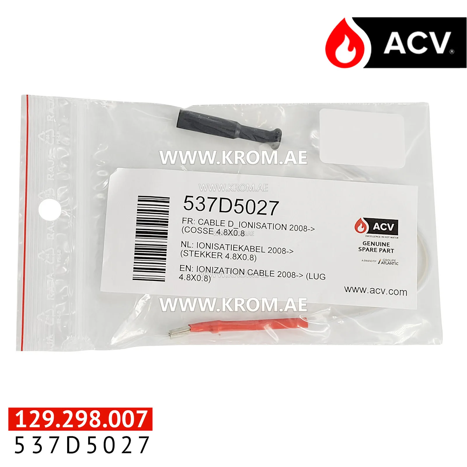 ACV 537D5027 ionisation cable 2008-> (lug 4.8x0.8)