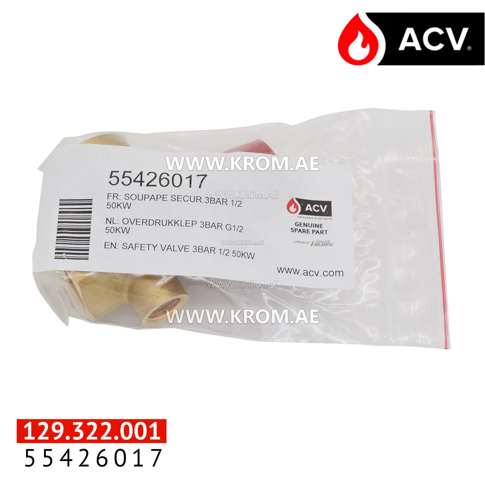 ACV 55426017 safety valve 3bar 1/2 50kw