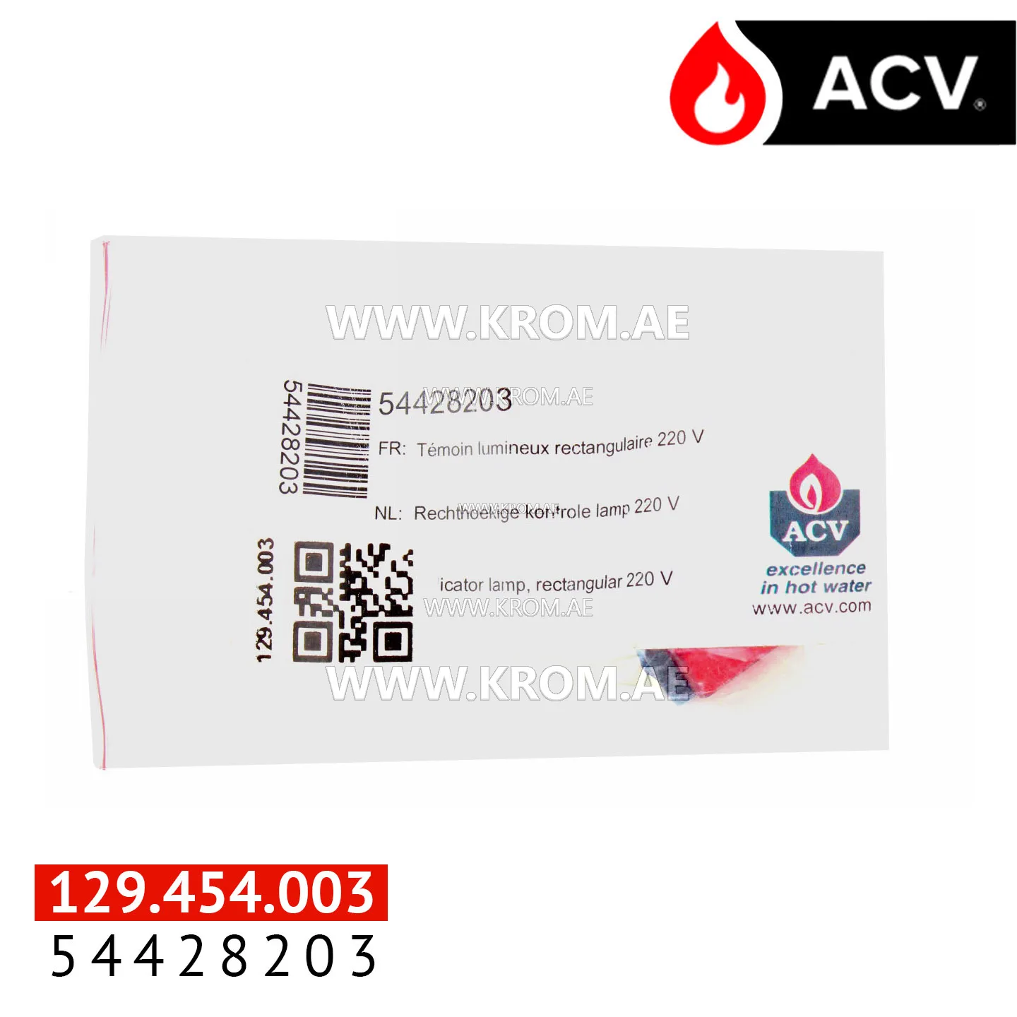 ACV 54428203 indicator lamp, rectangular 220 v