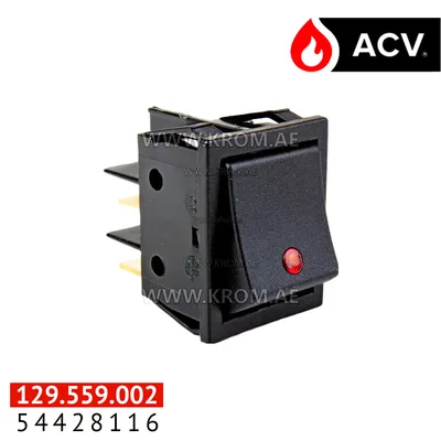 ACV 54428116 switch 22x30 2p 1/0 +red light
