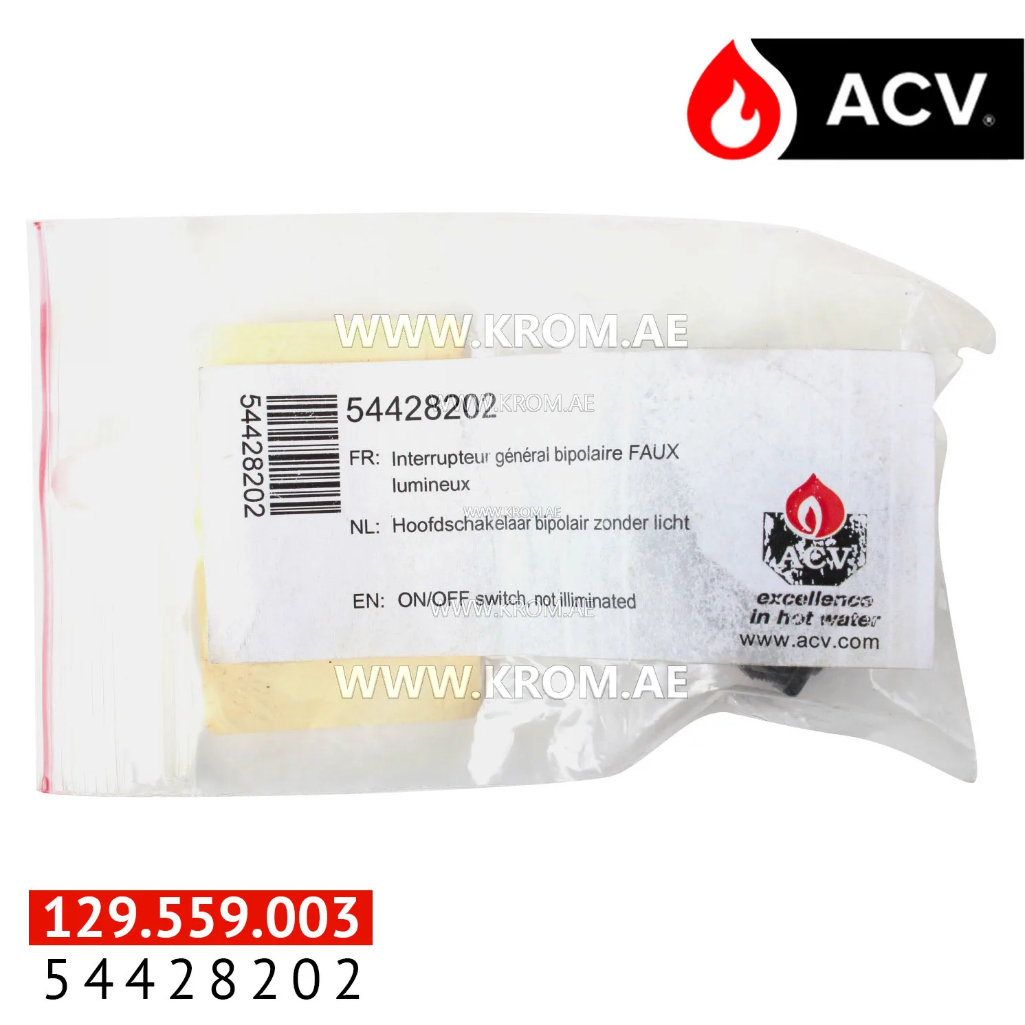 ACV 54428202 switch on/off, not illuminated