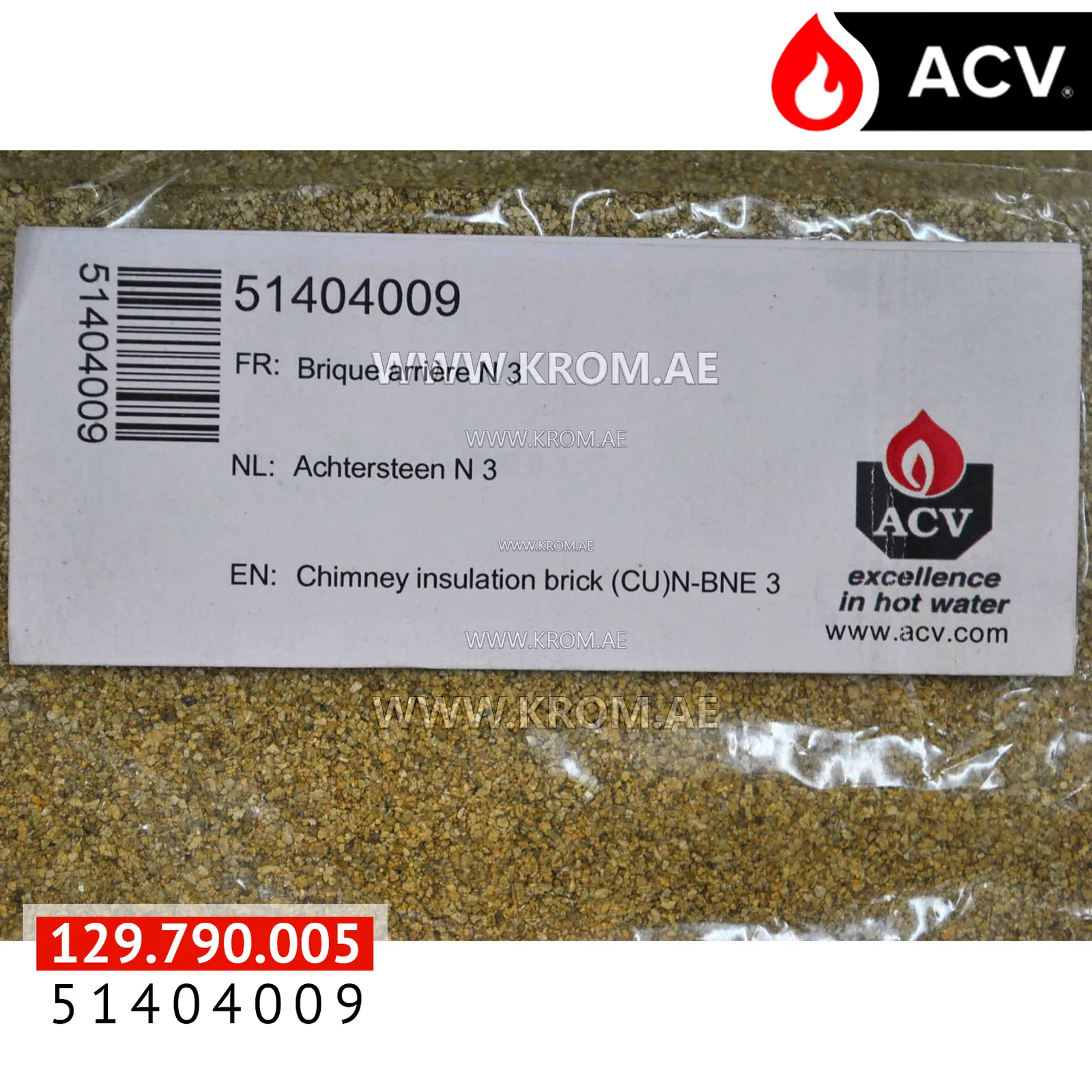 ACV 51404009 chimney insulation brick (cu)N-BNE3