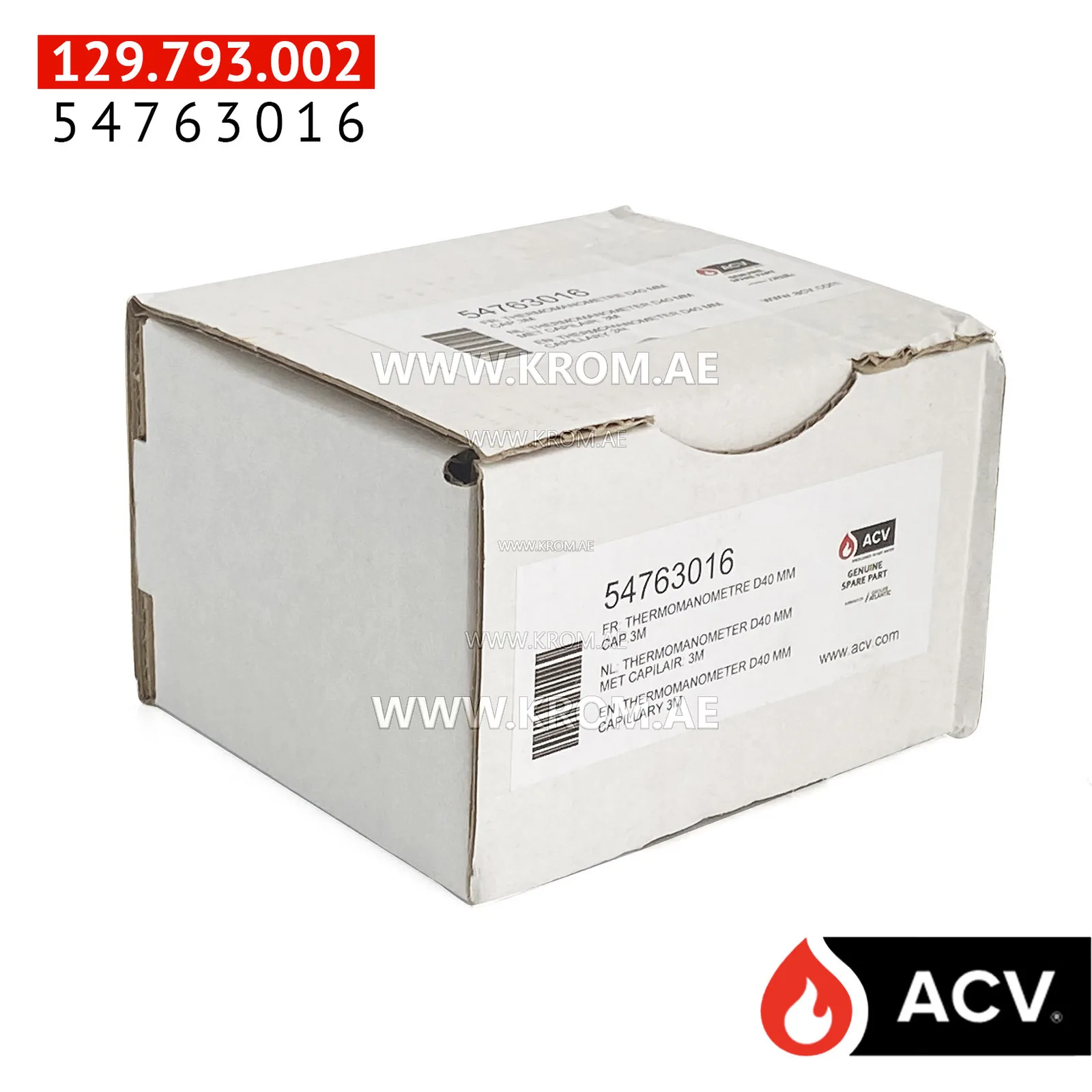 ACV 54763016 thermomanometer d40 mm capillary 3m