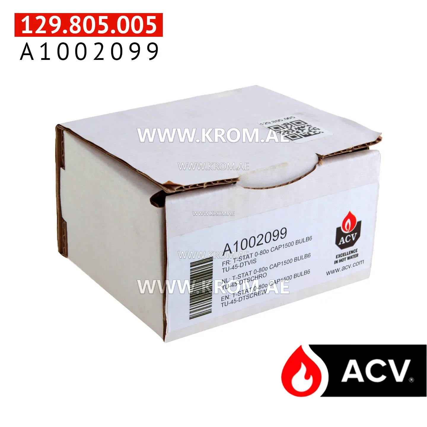 ACV A1002099 thermostat 0-80o cap1500 bulb6 tu-45-dtscrew