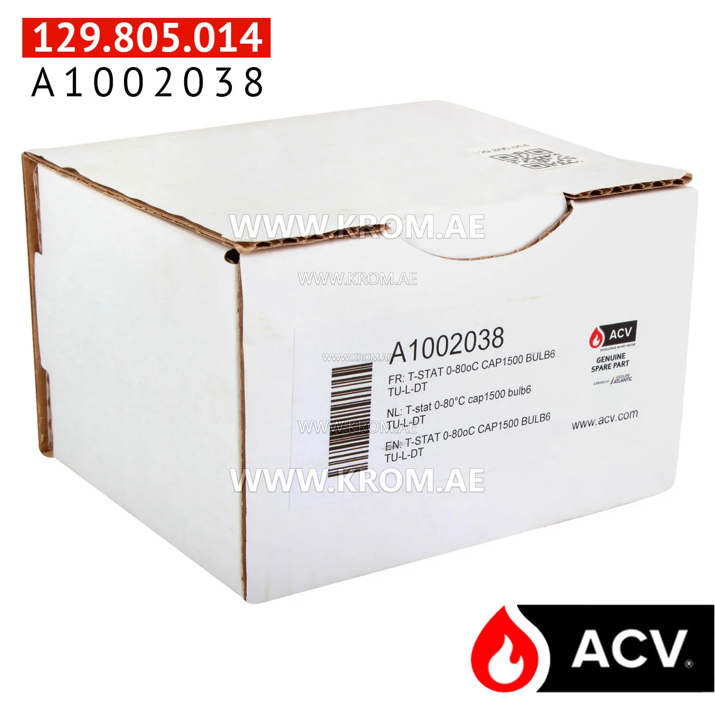 ACV A1002038 thermostat 0-80C cap1500 bulb6 TU-L-DT