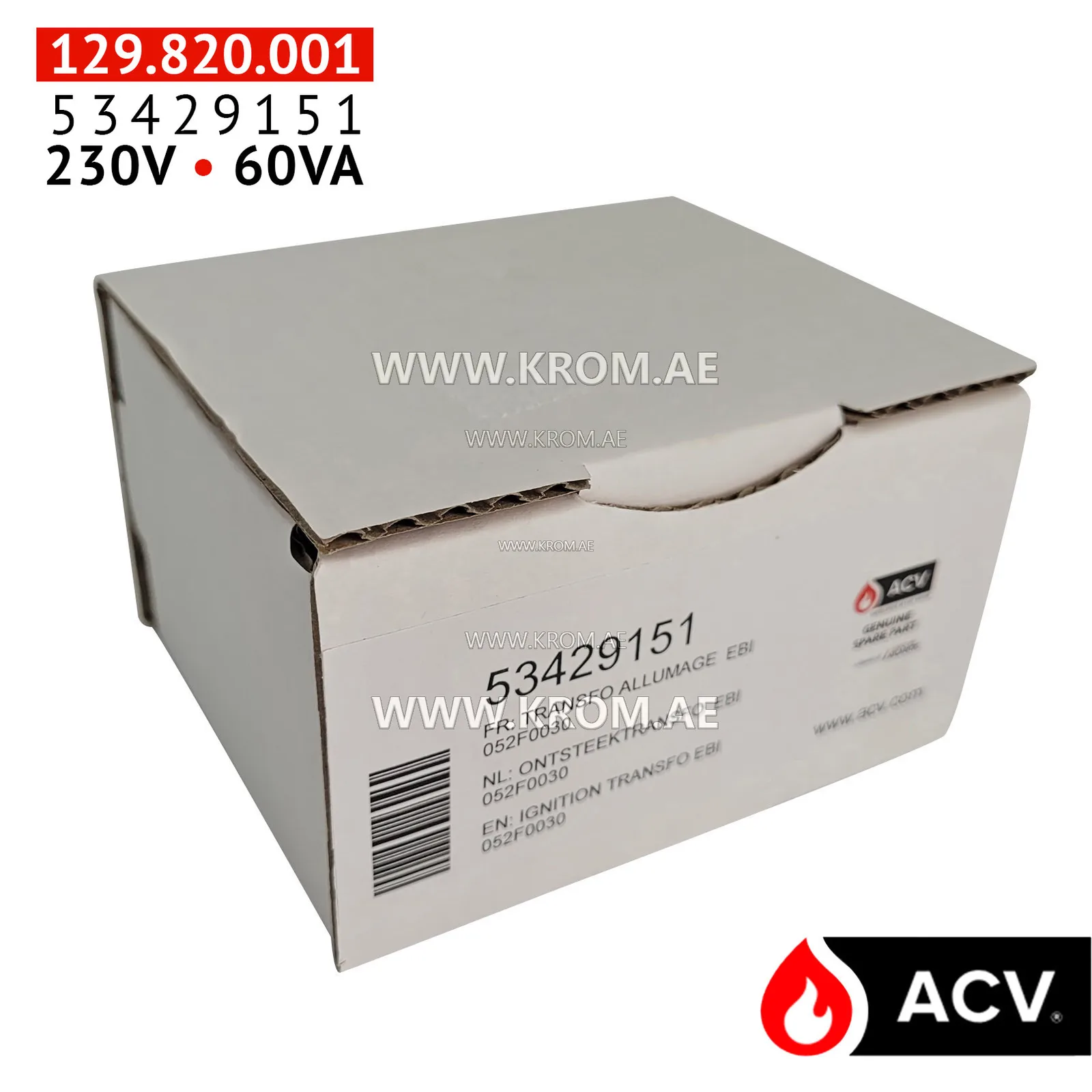 ACV 53429151 ignition transformer ebi 052f0030