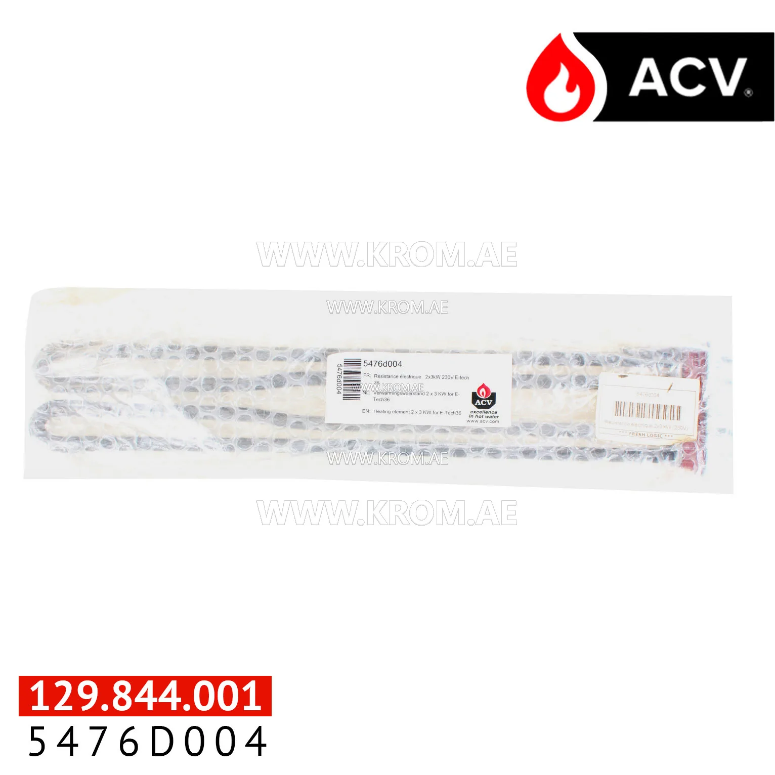 ACV 5476D004 heating element 2 x 3kW for E-Tech W36
