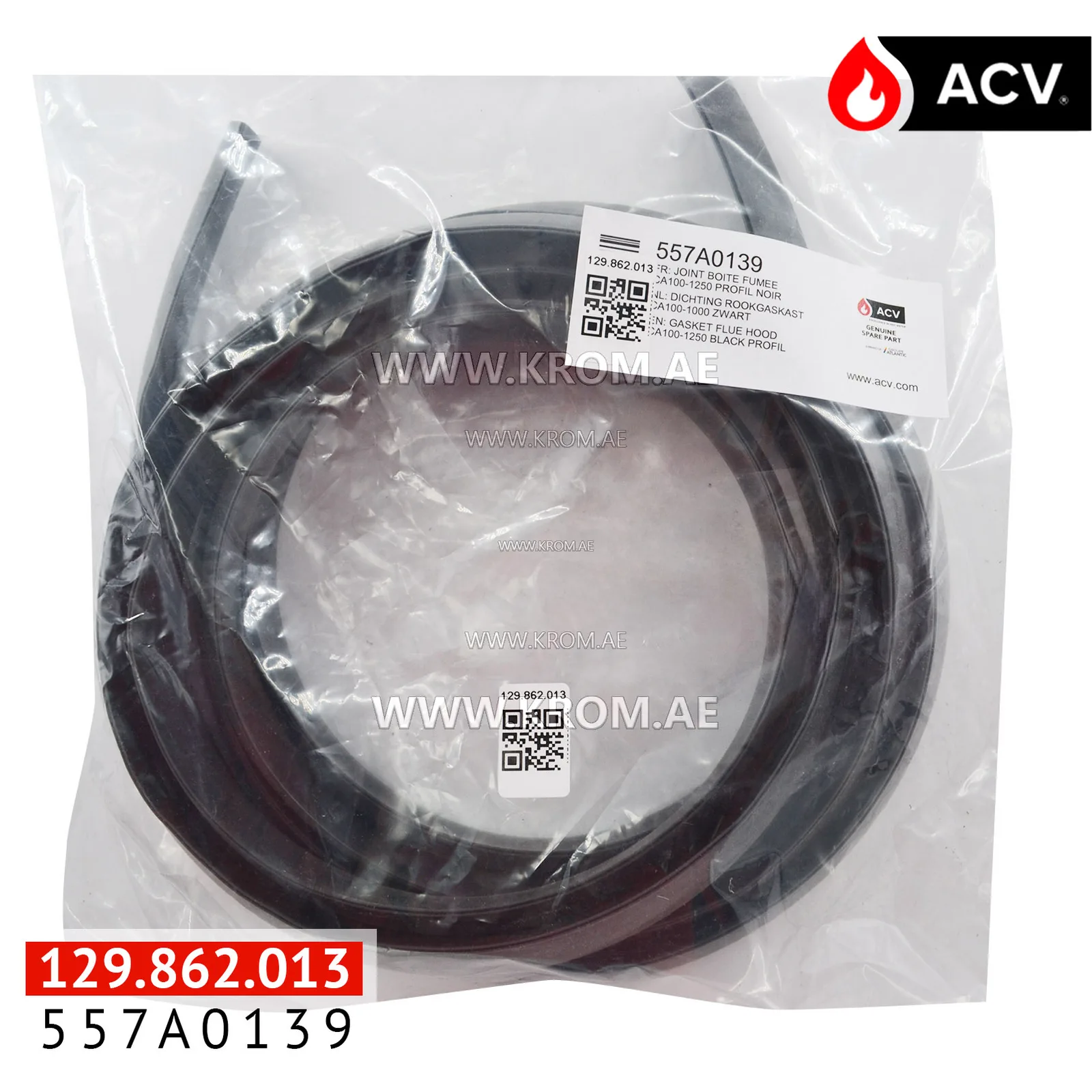 ACV 557A0139 gasket flue hood CA100-1250 black profil