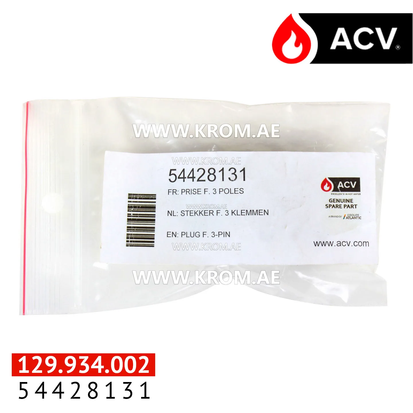 ACV 54428131 plug f. 3-pin