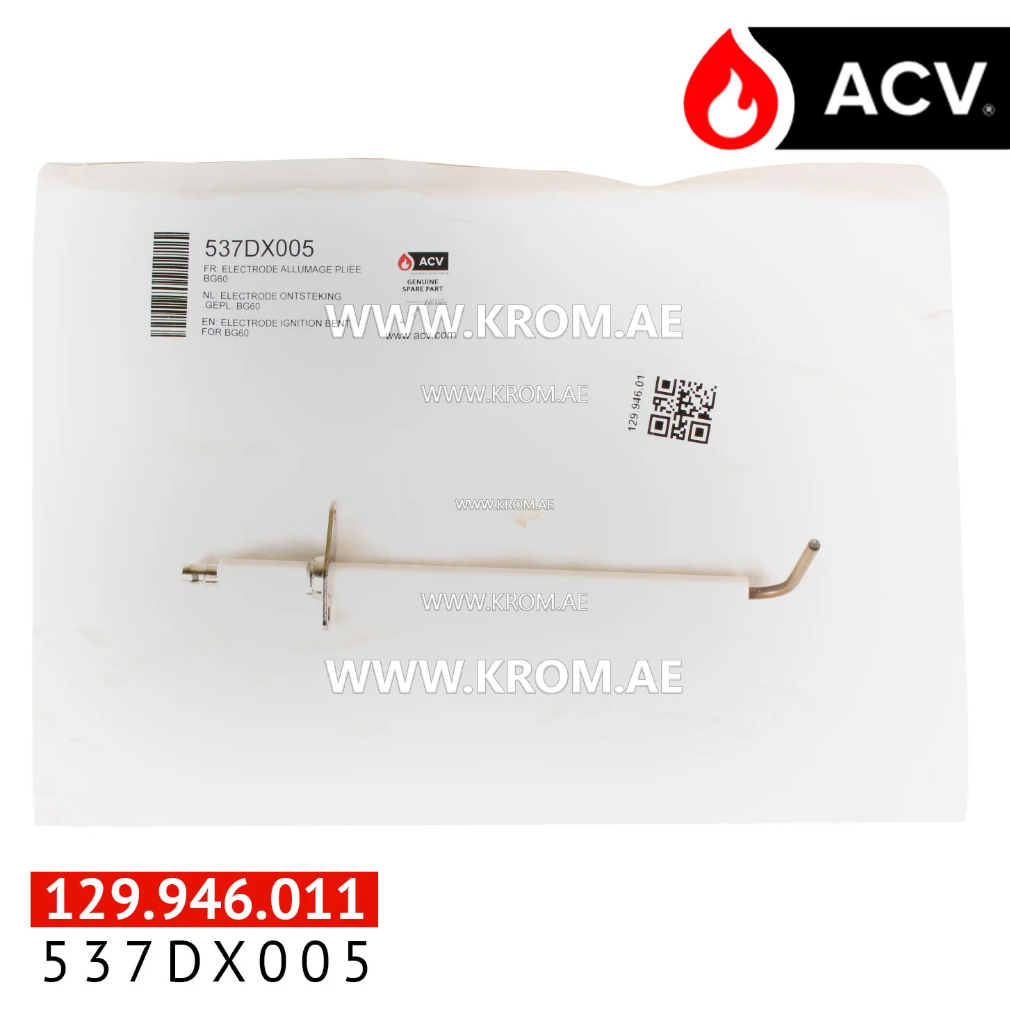 ACV 537DX005 electrode ignition bent for bg60