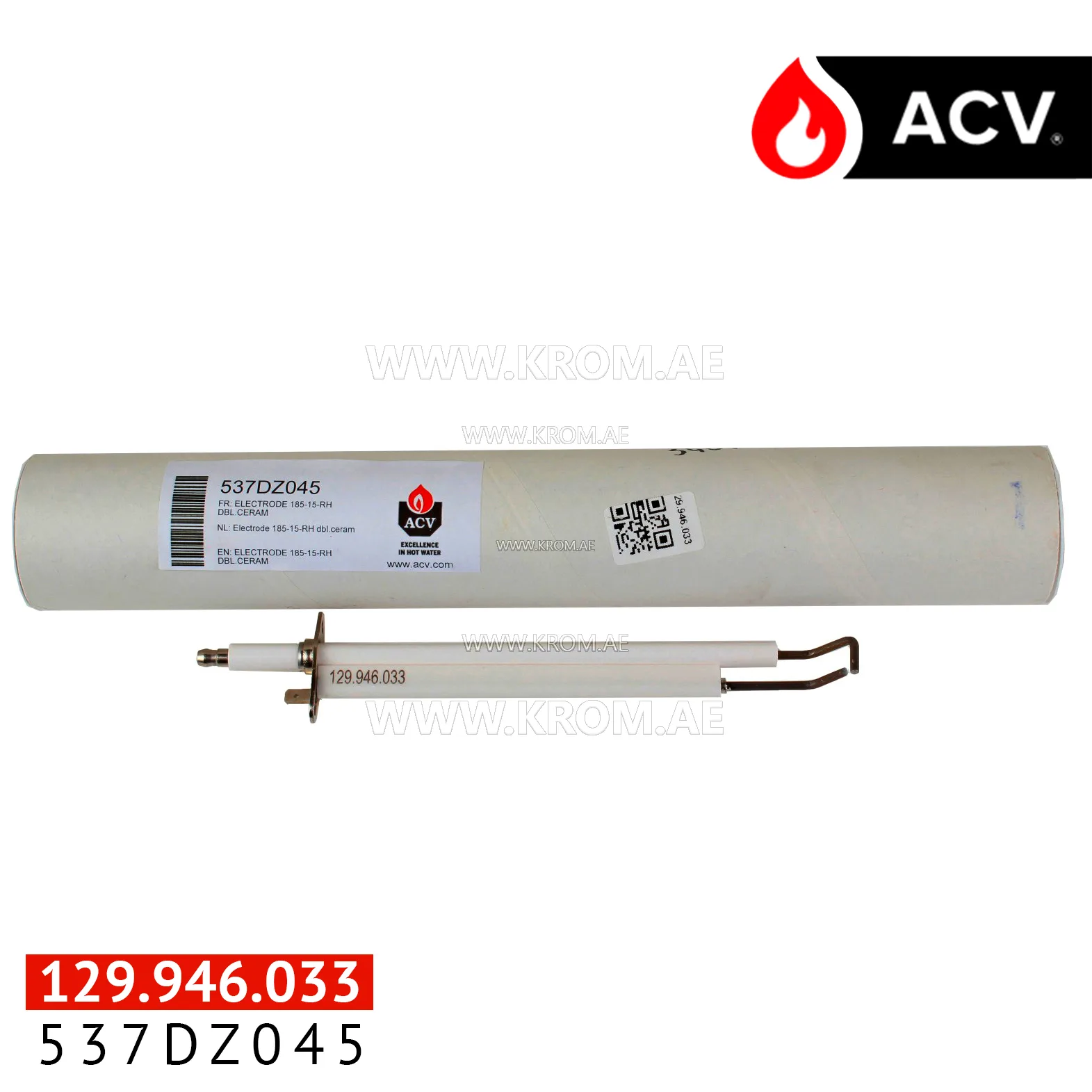 ACV 537DZ045 electrode 185-15-RH dbl.ceram