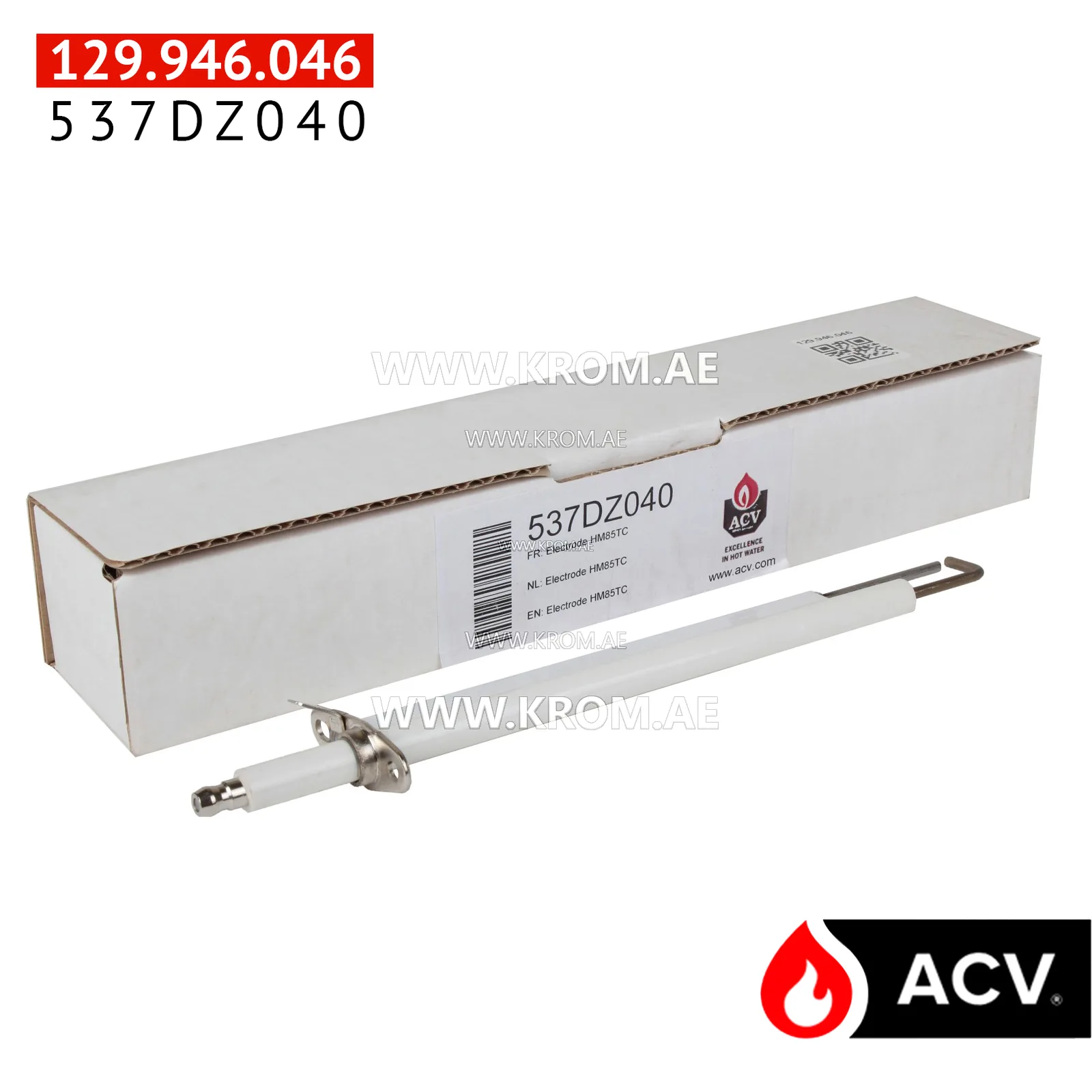 ACV 537DZ040 electrode 185mm straight dual ceram.