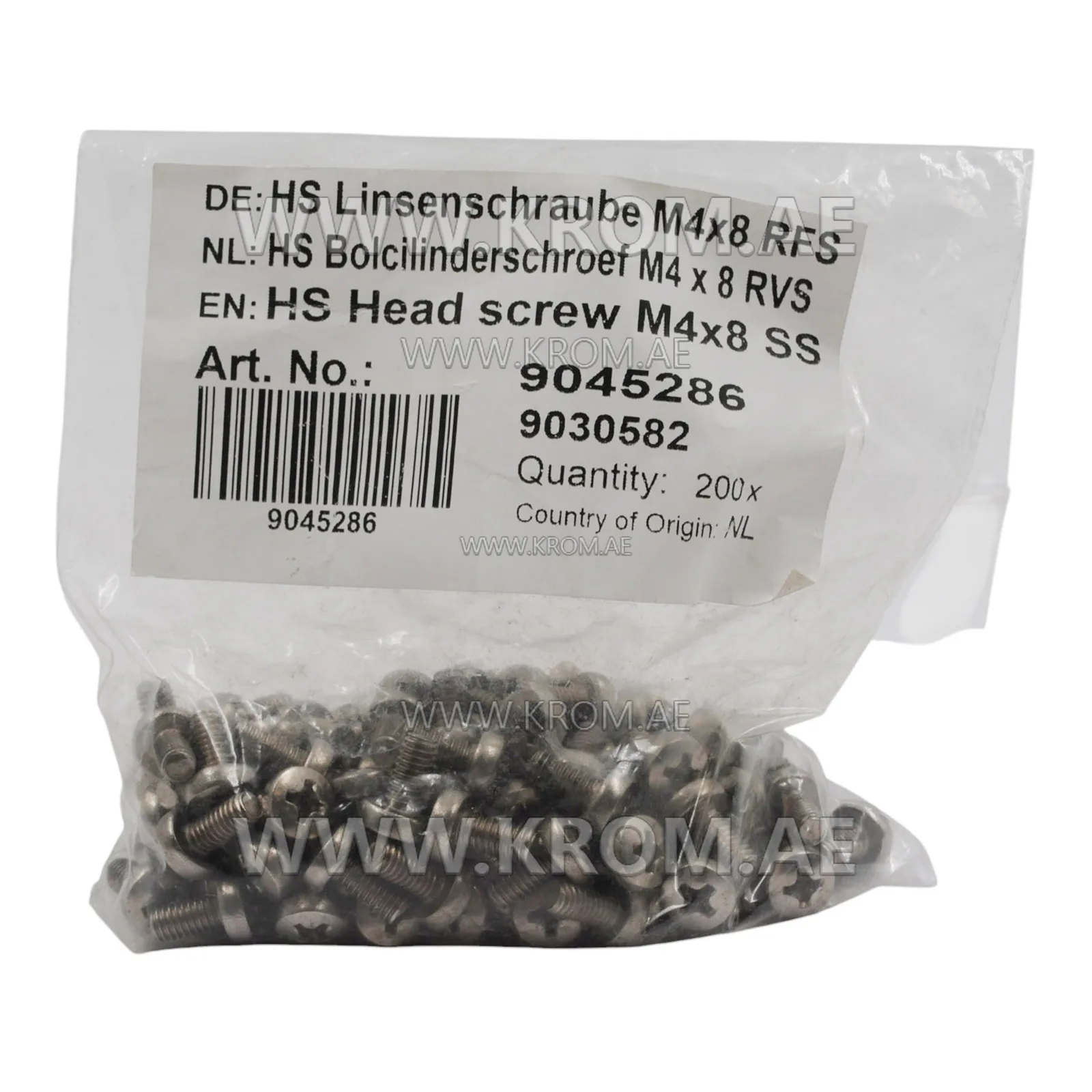 Bekaert Head screw M4x8 SS