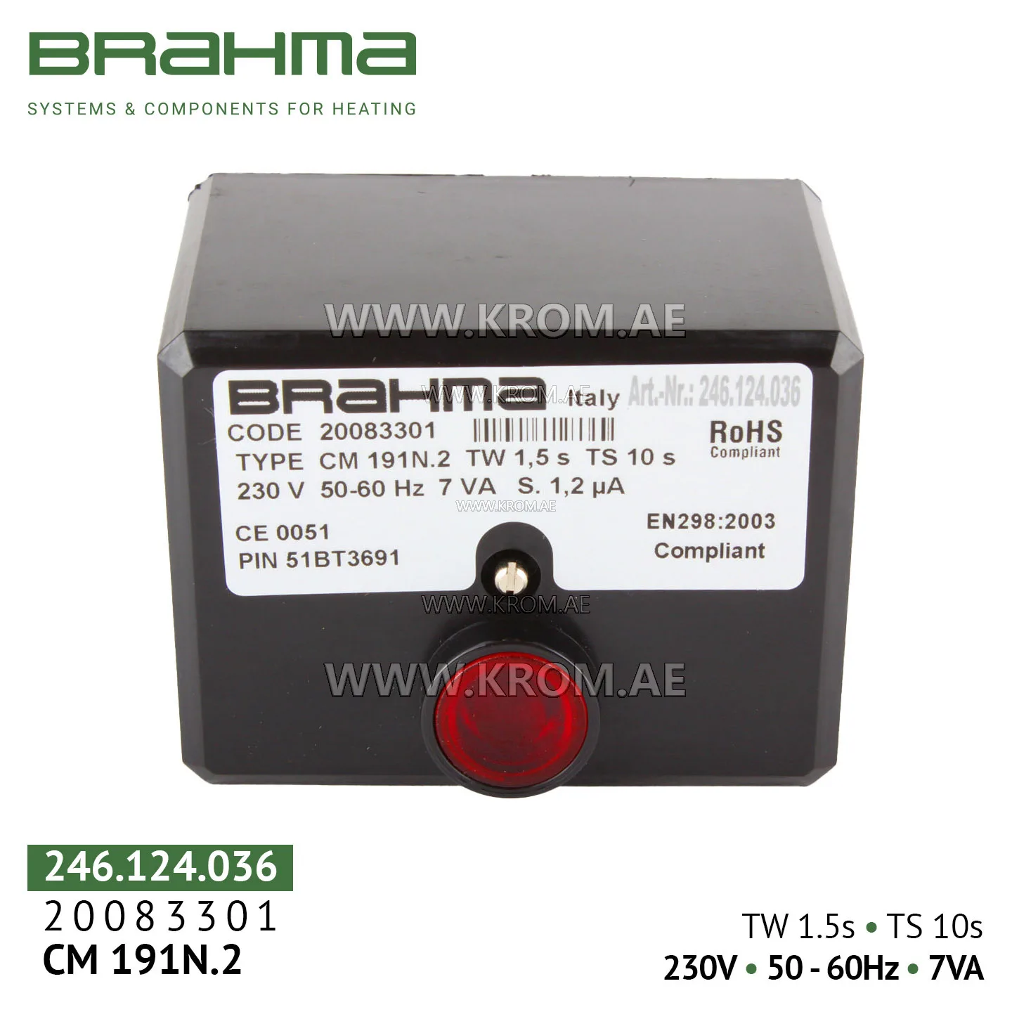Brahma 20083301 CM191N.2 control box