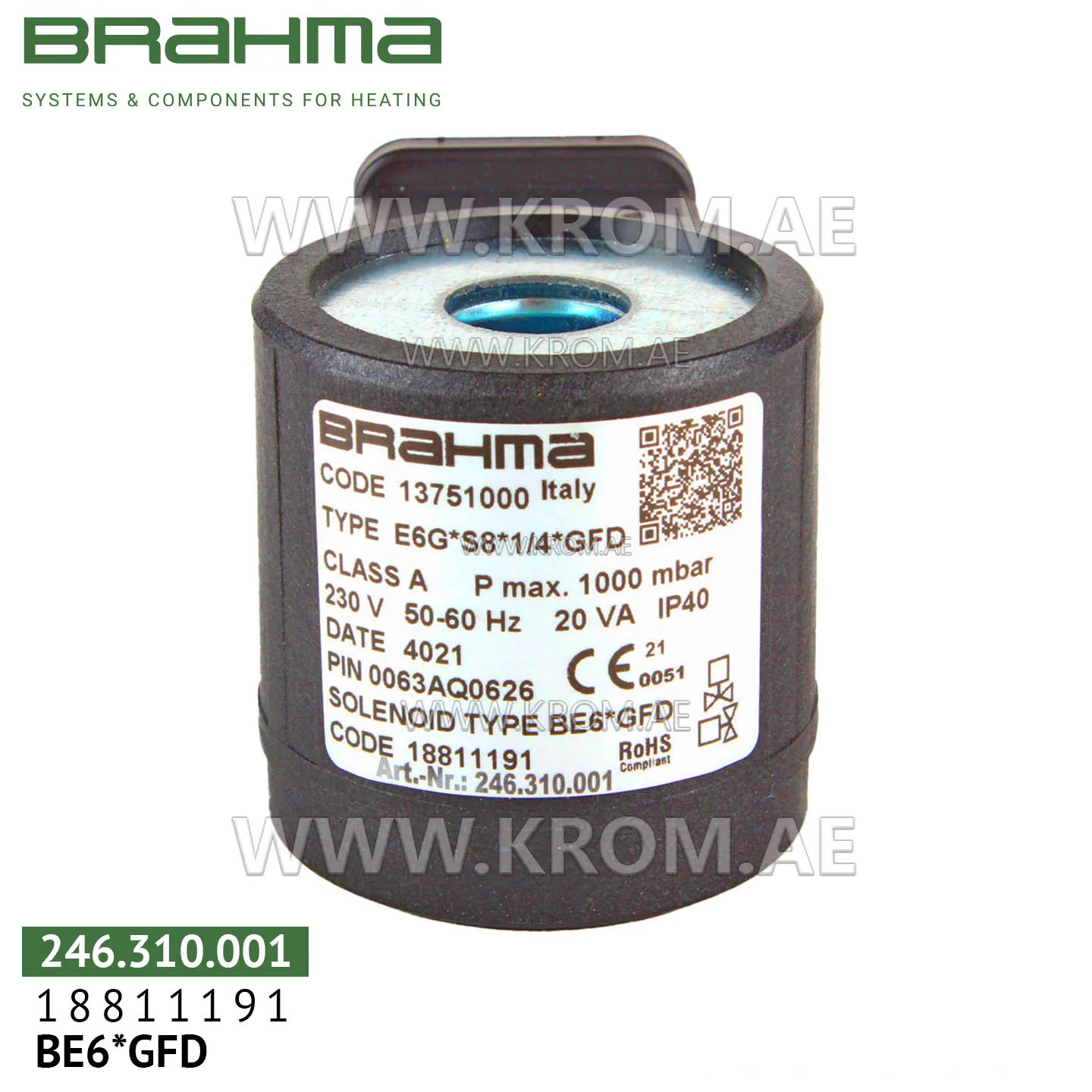 Brahma 18811191 BE6*GFD solenoid coil