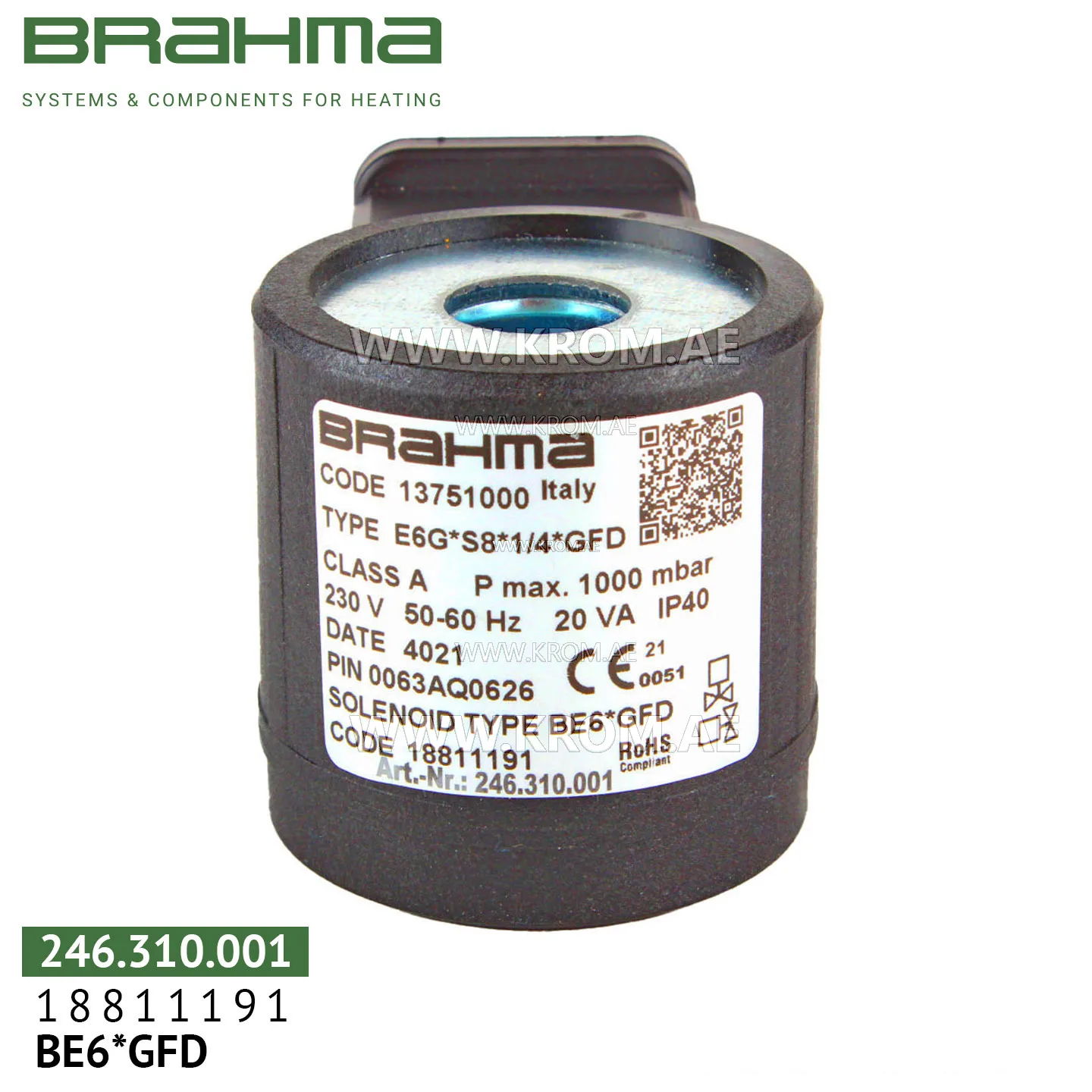 Brahma 18811191 BE6*GFD solenoid coil