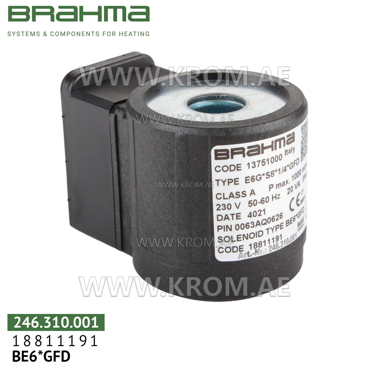 Brahma 18811191 BE6*GFD solenoid coil