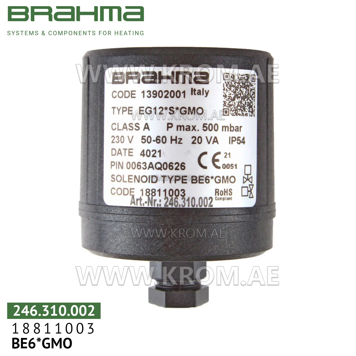 Brahma 18811003 BE6*GMO solenoid coil