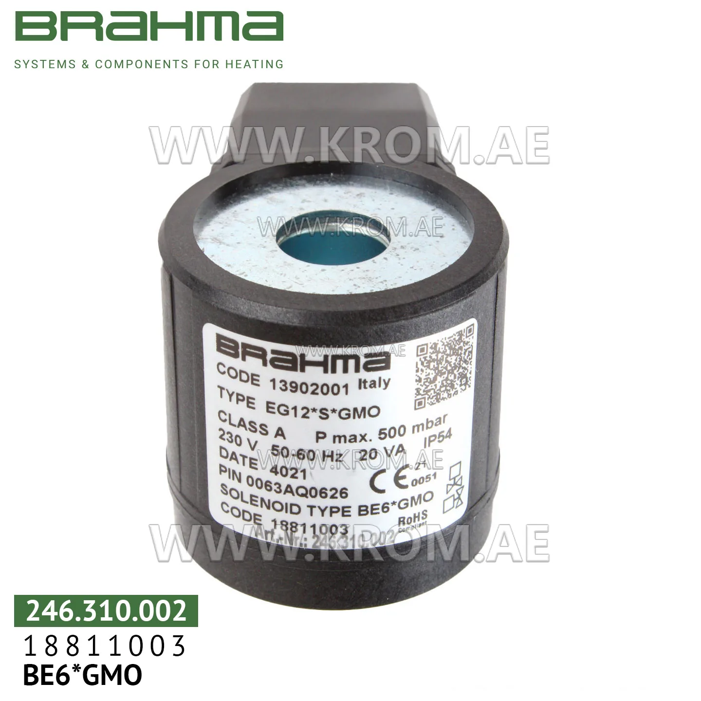 Brahma 18811003 BE6*GMO solenoid coil