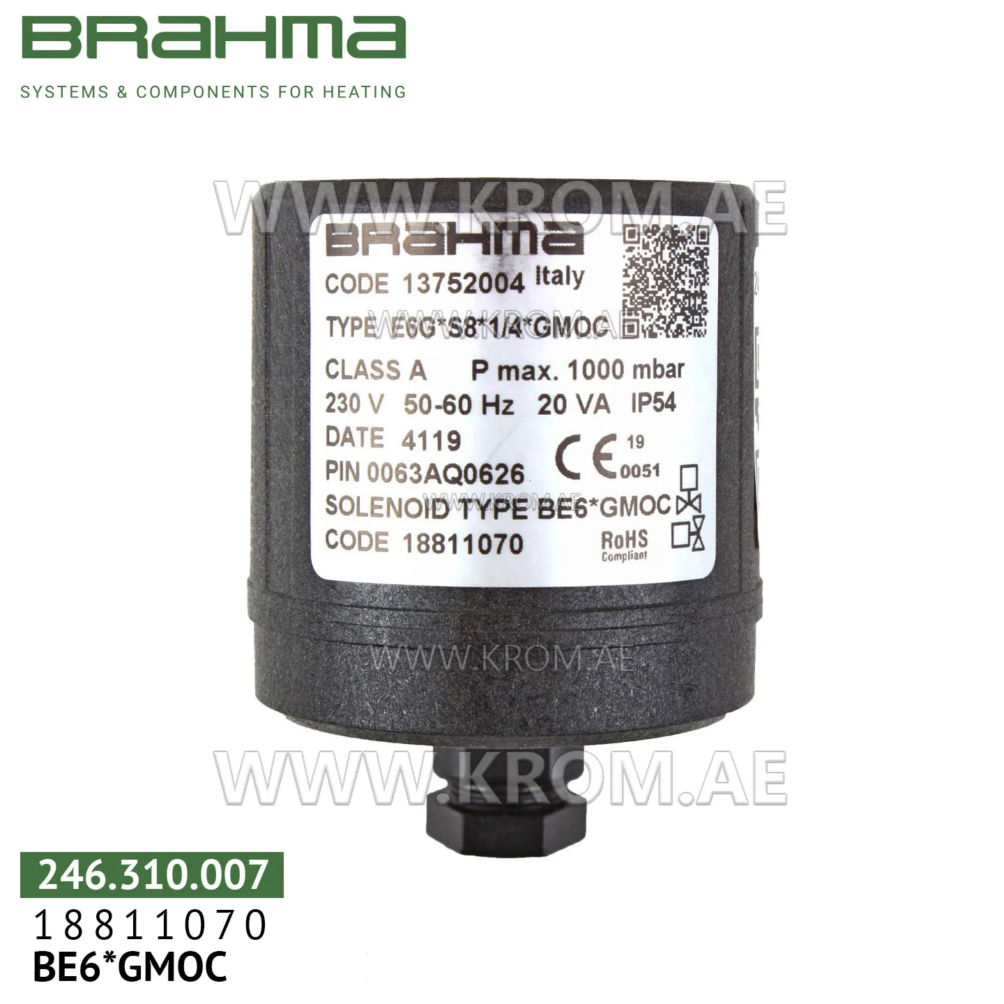 Brahma 18811070 BE6*GMOC solenoid coil
