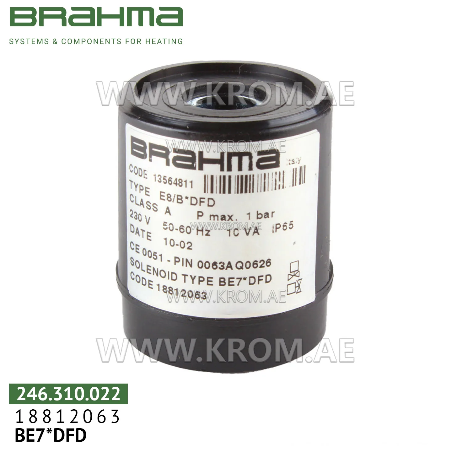 Brahma 18812063 BE7*DFD solenoid coil