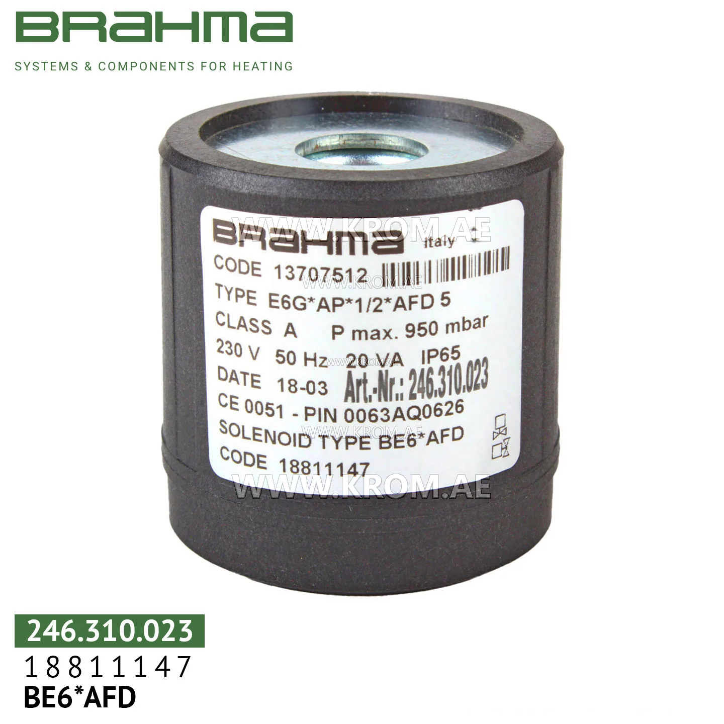 Brahma 18811147 BE6*AFD solenoid coil