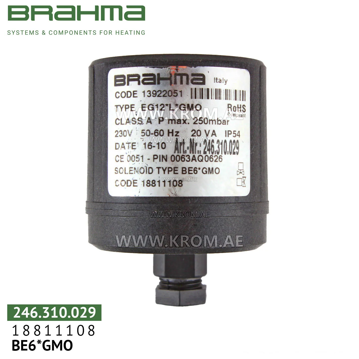 Brahma 18811108 BE6*GMO solenoid coil