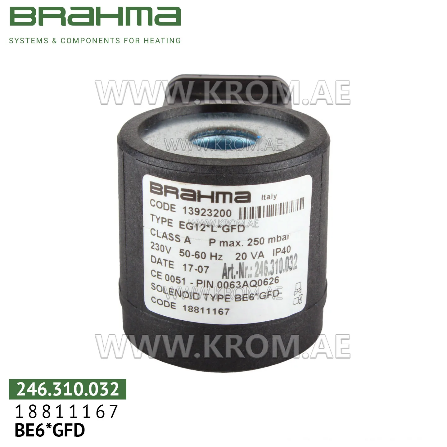 Brahma 18811167 BE6*GFD solenoid coil