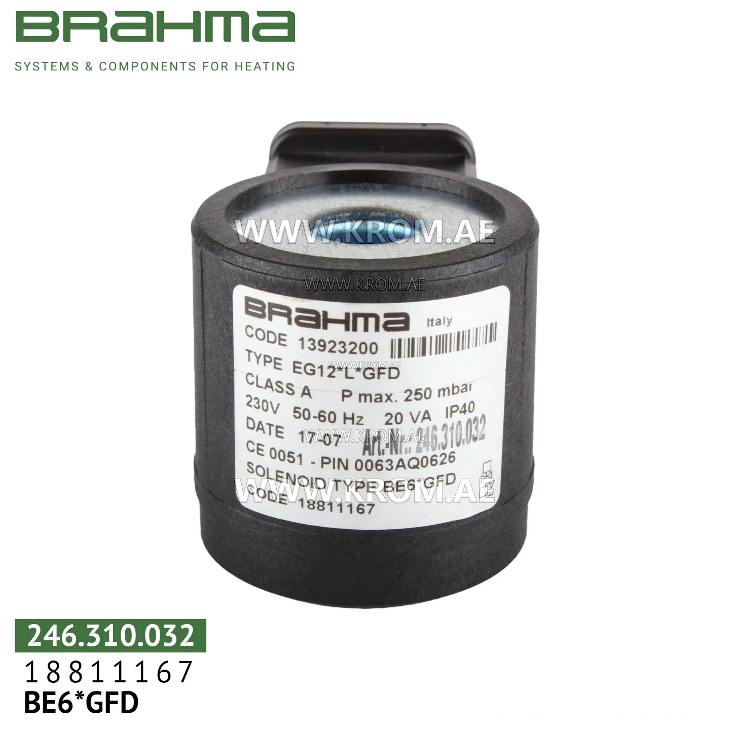Brahma 18811167 BE6*GFD solenoid coil
