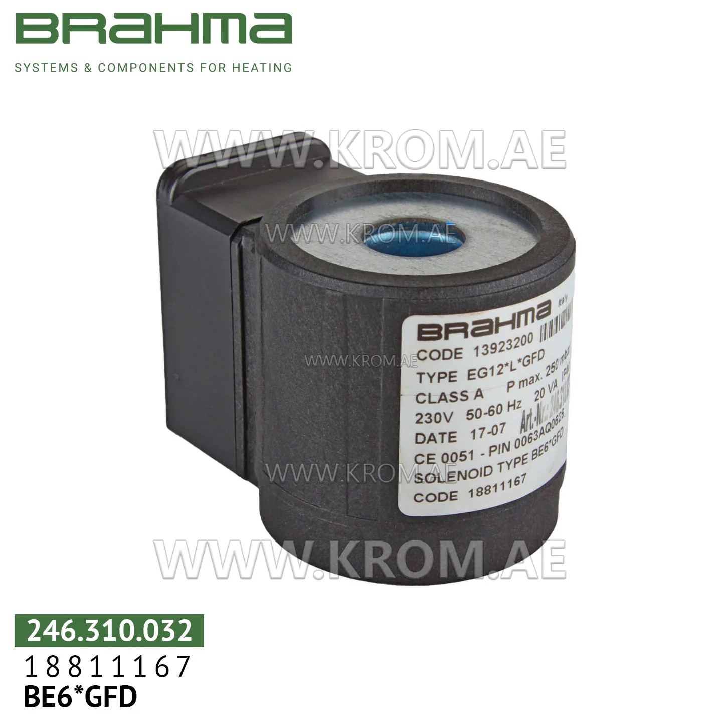 Brahma 18811167 BE6*GFD solenoid coil