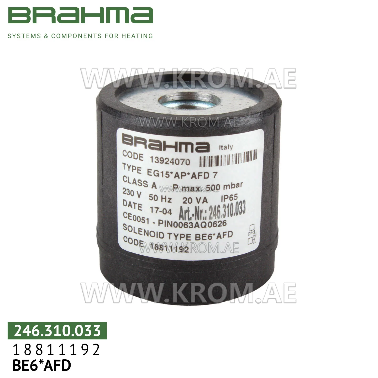 Brahma 18811192 BE6*AFD solenoid coil