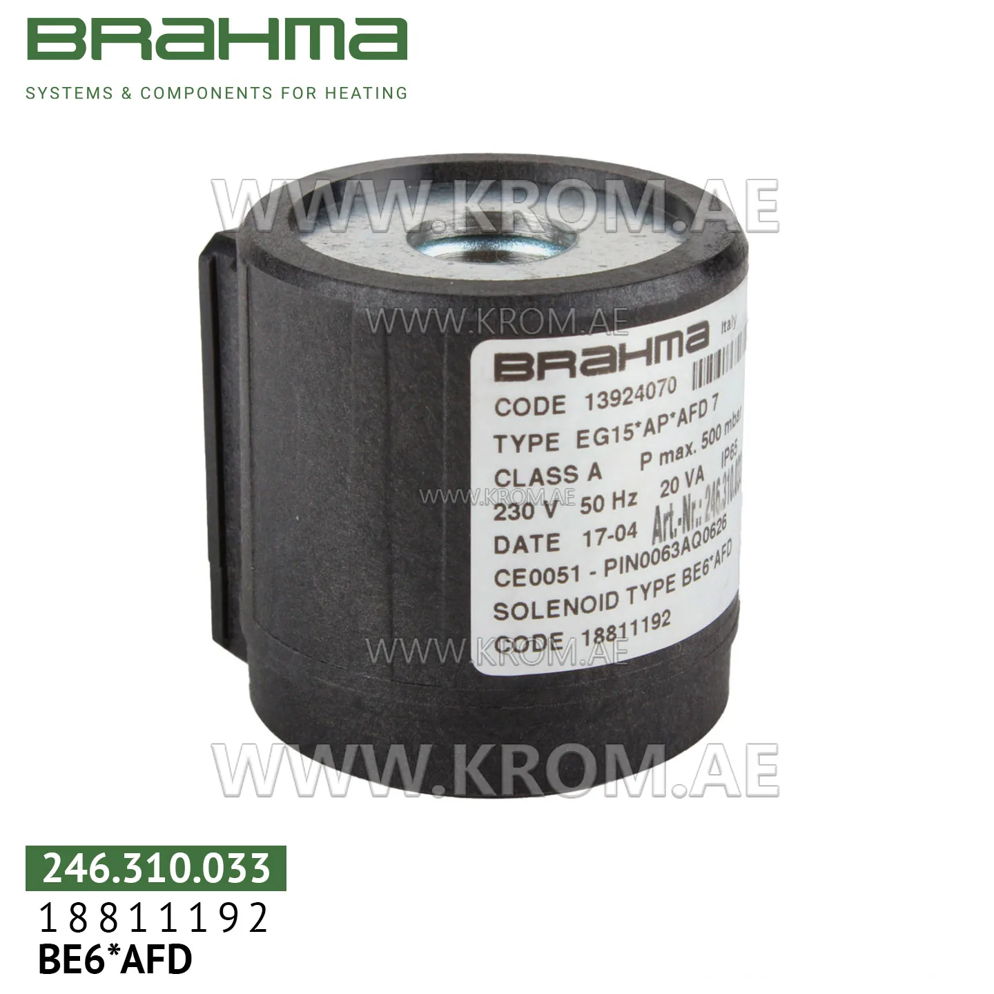 Brahma 18811192 BE6*AFD solenoid coil