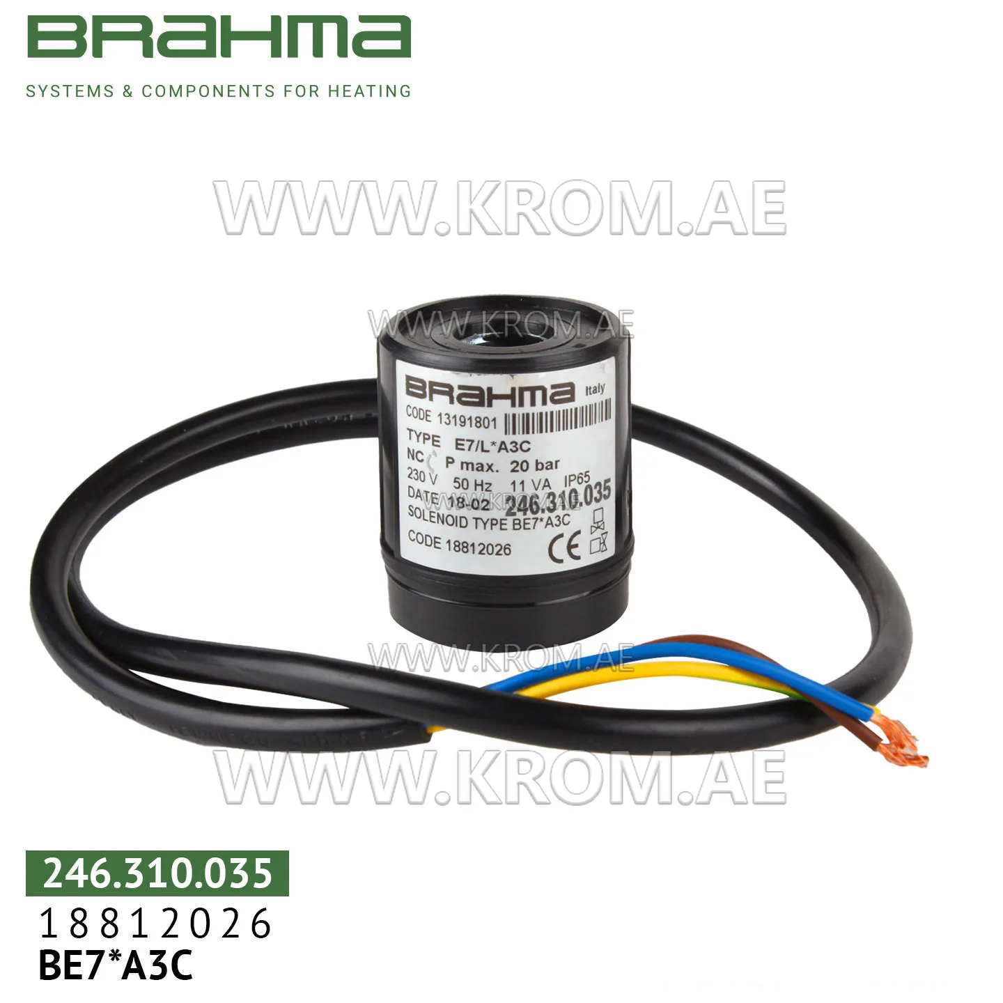 Brahma 18812026 BE7*A3C solenoid coil