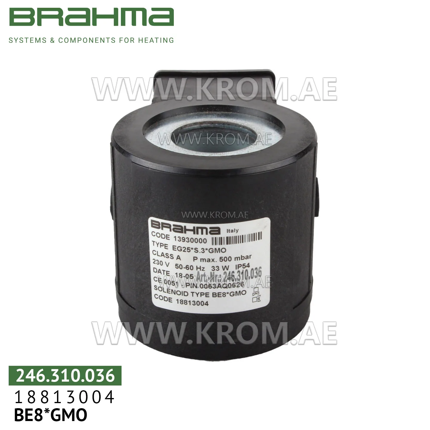 Brahma 18813004 BE8*GMO solenoid coil