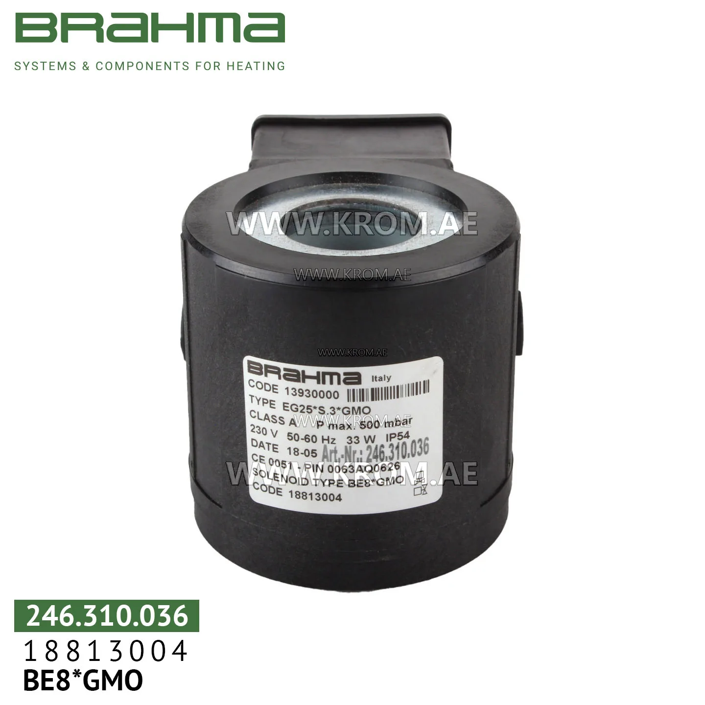 Brahma 18813004 BE8*GMO solenoid coil