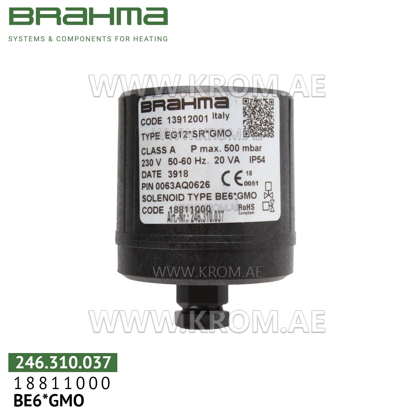 Brahma 18811000 BE6*GMO solenoid coil