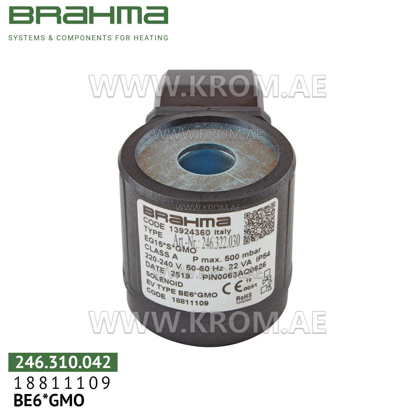 Brahma 18811109 BE6*GMO solenoid coil