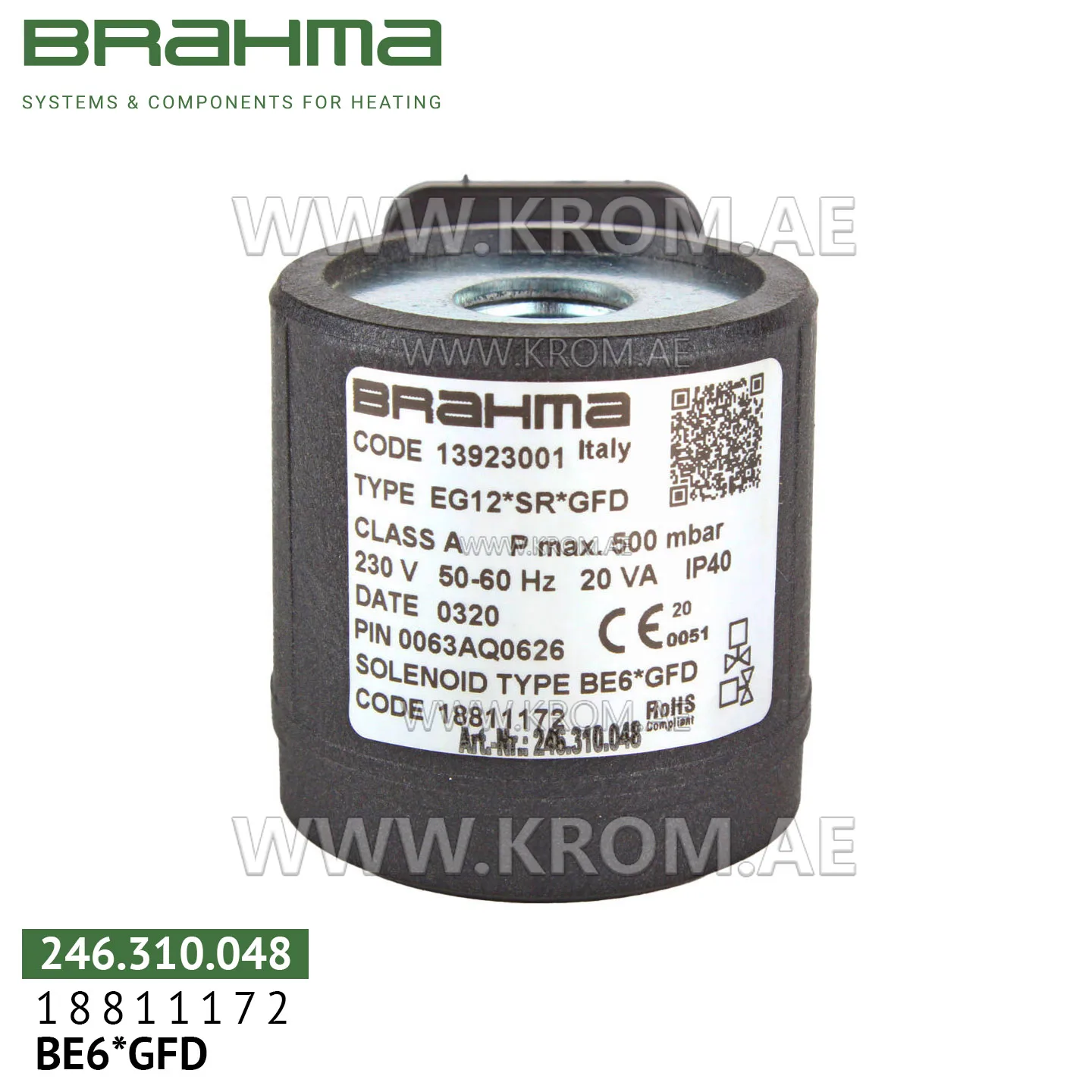 Brahma 18811172 BE6*GFD solenoid coil