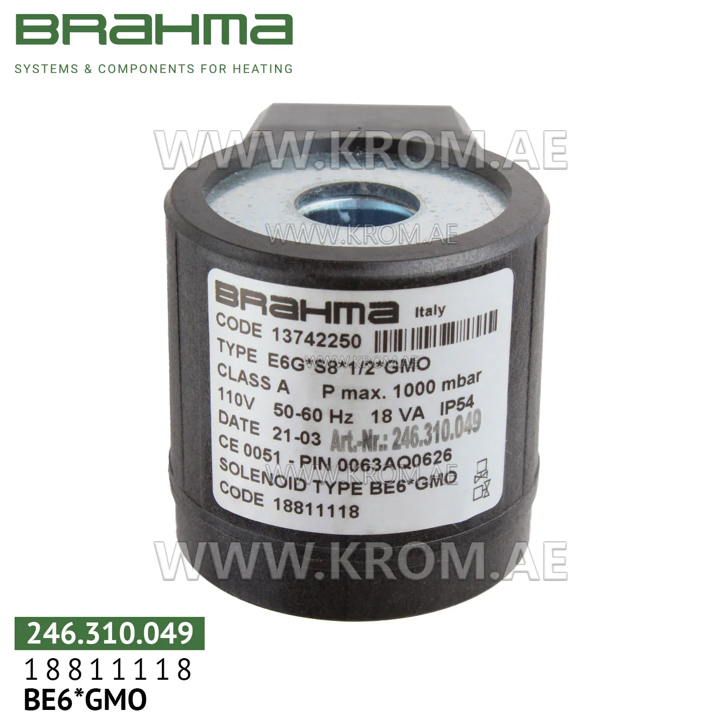 Brahma 18811118 BE6*GMO solenoid coil