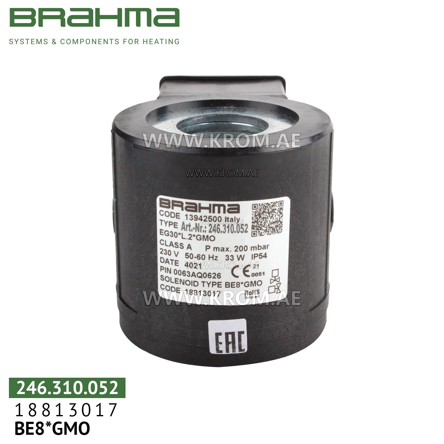 Brahma 18813017 BE8*GMO solenoid coil