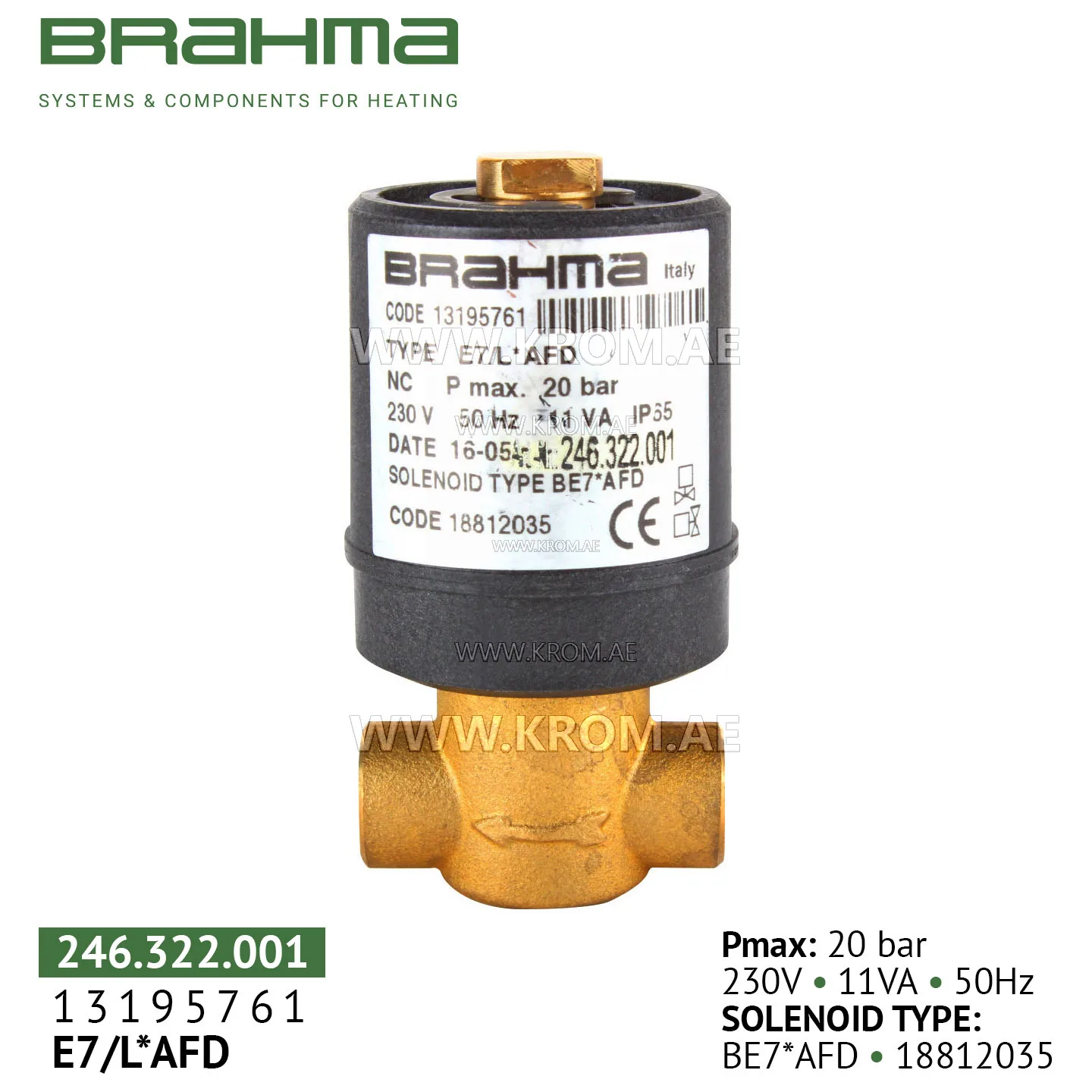 Brahma 13195761 E7/L*AFD oil valve