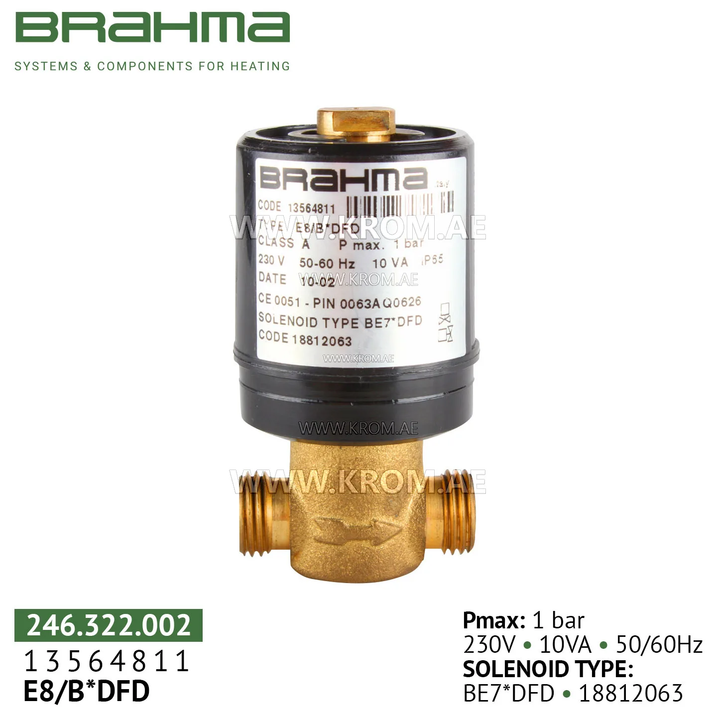 Brahma 13564811 E8/B*DFD gas valve