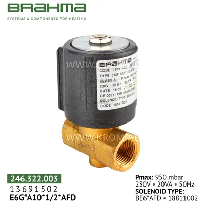 Brahma 13691502 E6G*A10*1/2*AFD gas valve