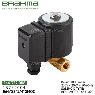 Brahma 13752004 E6G*S8*1/4*GMOC gas valve