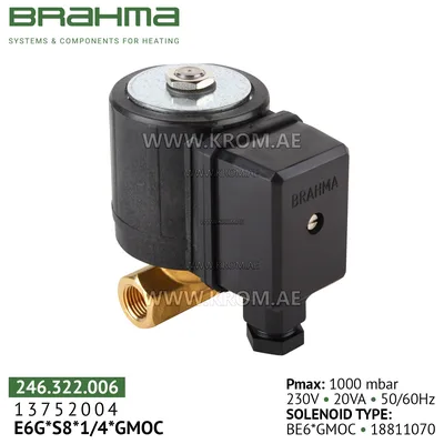 Brahma 13752004 E6G*S8*1/4*GMOC gas valve