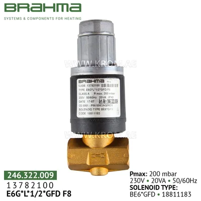Brahma 13782100 E6G*L*1/2*GFDF8 gas valve