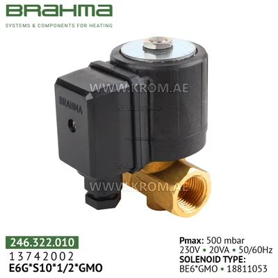 Brahma 13742002 E6G*S10*1/2*GMO gas valve