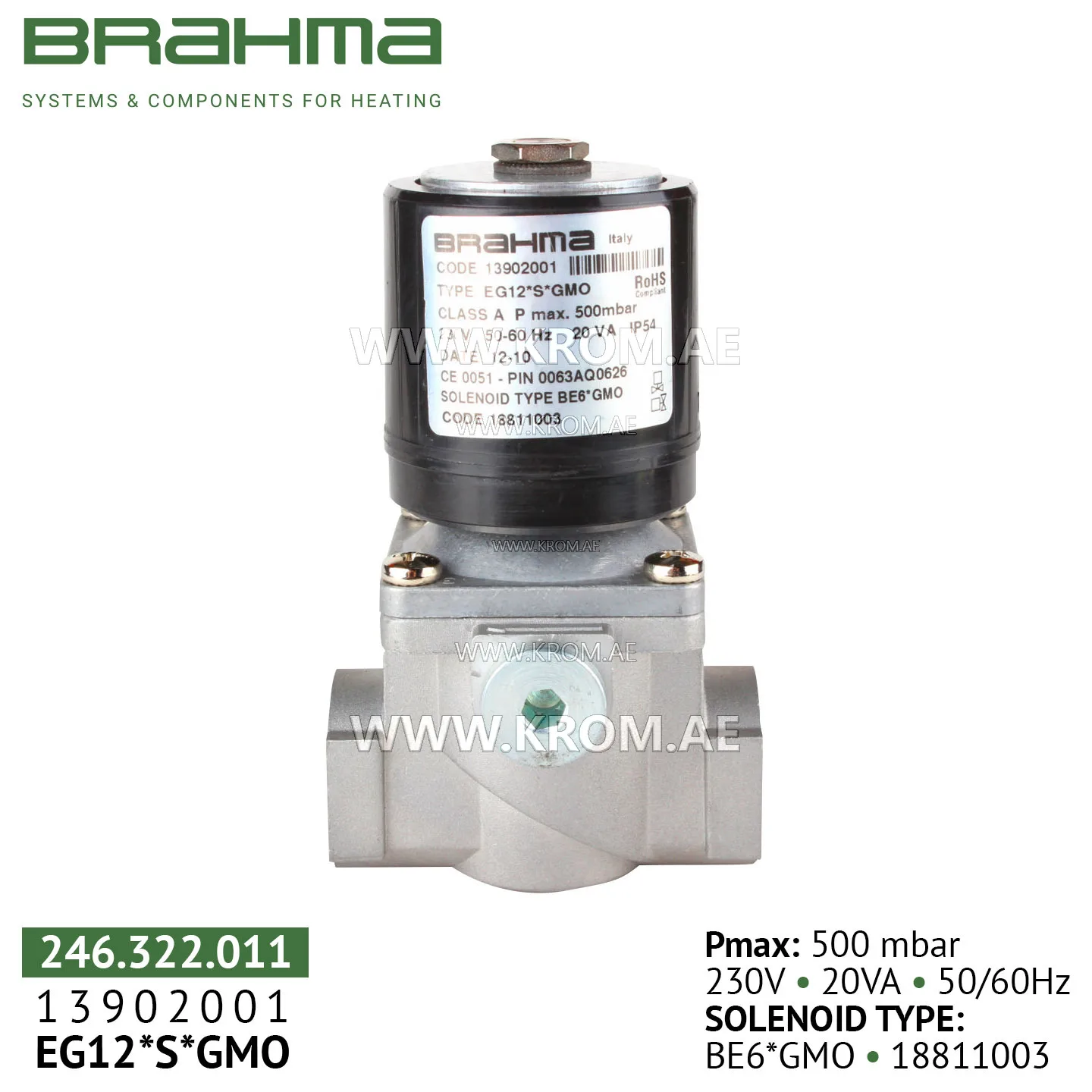 Brahma 13902001 EG12*S*GMO gas valve