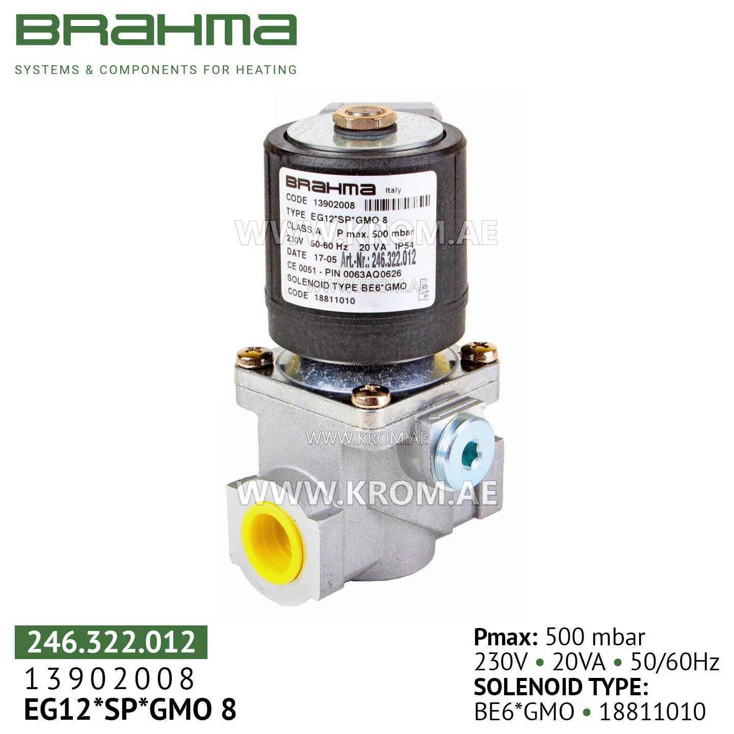 Brahma 13902008 EG12*SP*GMO8 gas valve