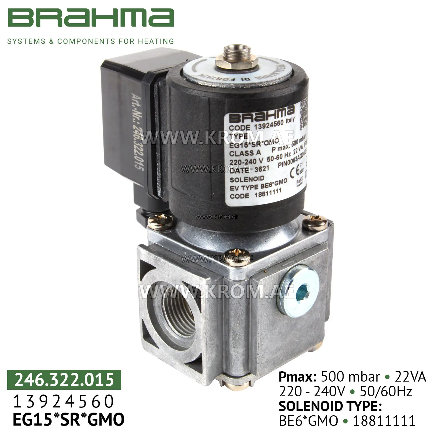 Brahma 13924560 EG15*SR*GMO gas valve